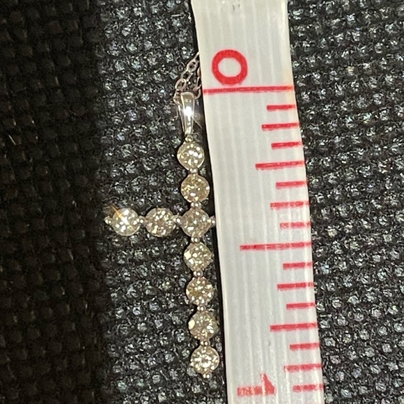 0.50 CT. T.W. Multi-Diamond Bubble Cross Pendant in 18K White Gold - Picture 7 of 7